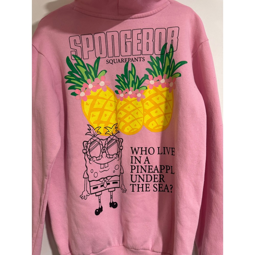 Nickelodeon SpongeBob SquarePants Hoodie Womens Small Pink Pineapple Graphic